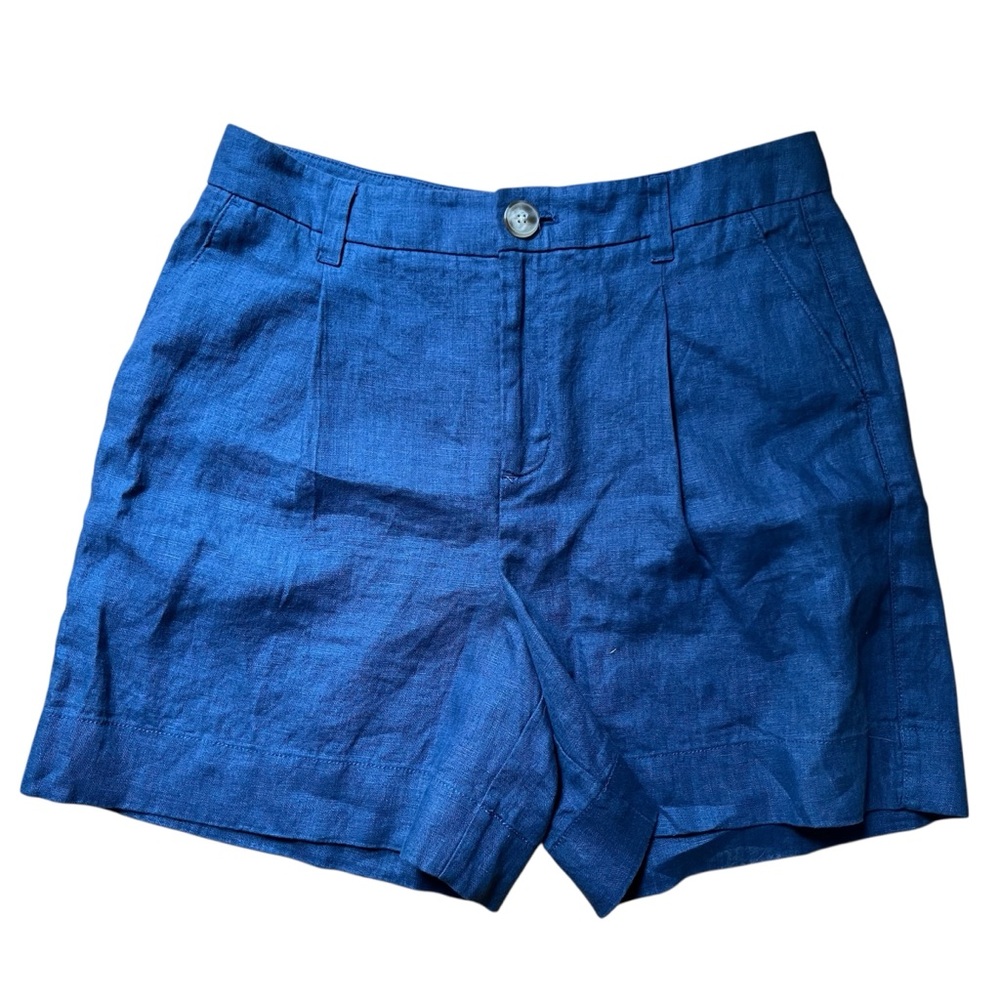 Blue Linen-Blend Shorts Sz 6